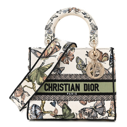 Christian Dior Canvas Toile de Jouy Mexico Embroidered Medium Lady D-Lite White Multicolor 1 of 13