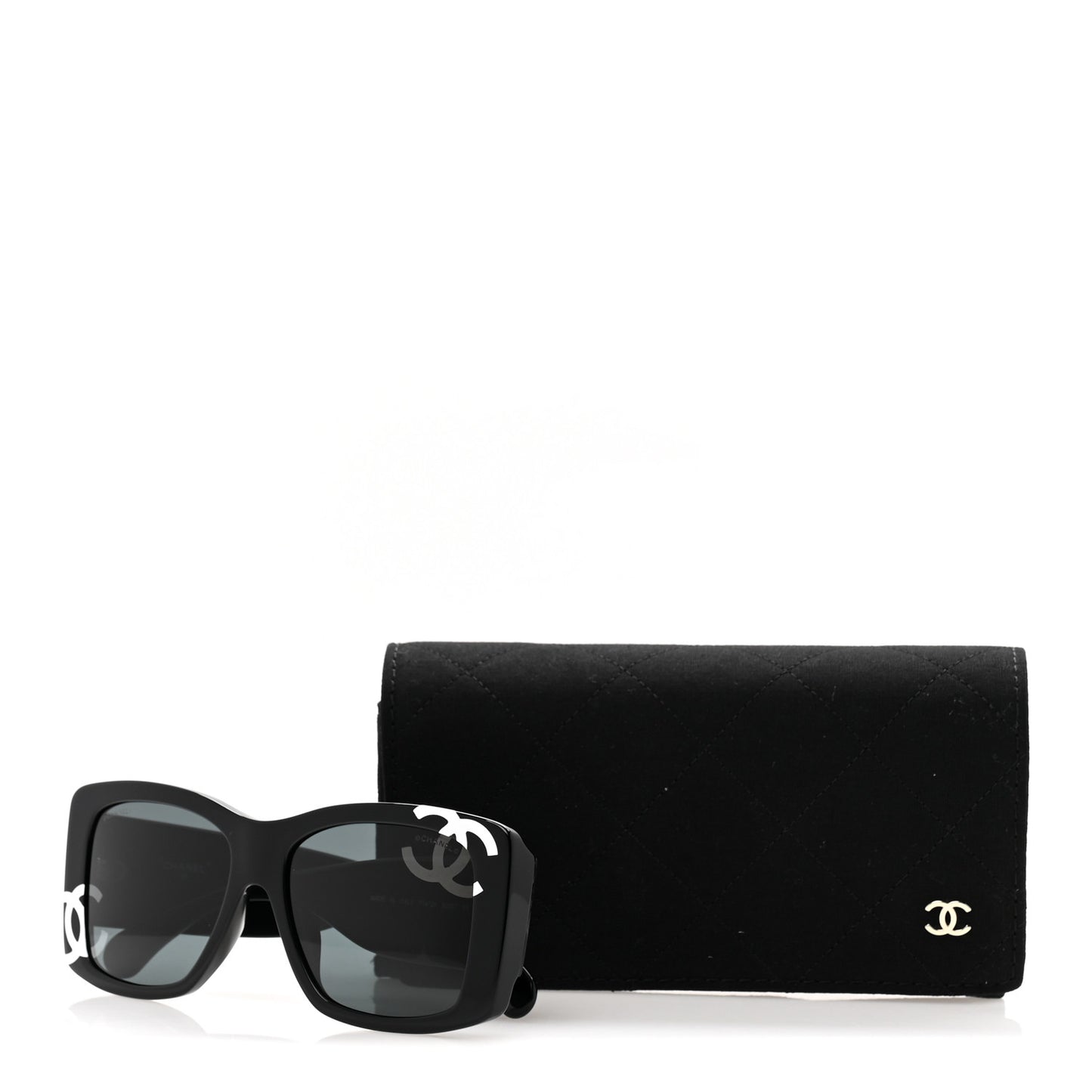 Acetate CC Logo Square Sunglasses 71472A Black