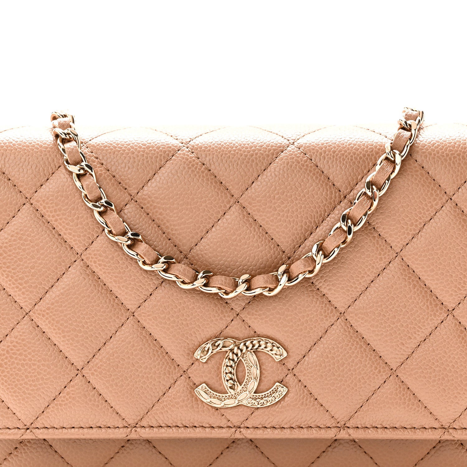Chanel Caviar Quilted Multi Chain Wallet On Chain WOC Beige 9 of 11