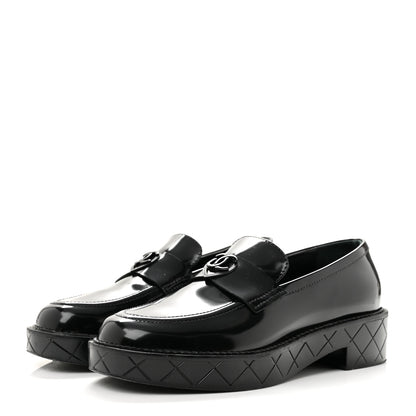 Chanel Shiny Calfskin Quilted CC Mocassin Loafers 39 Black 4 of 11