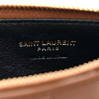 Saint Laurent Lambskin Matelasse Cassandre Carre Fragments Zippered Card Case Naturel Dark 6 of 9