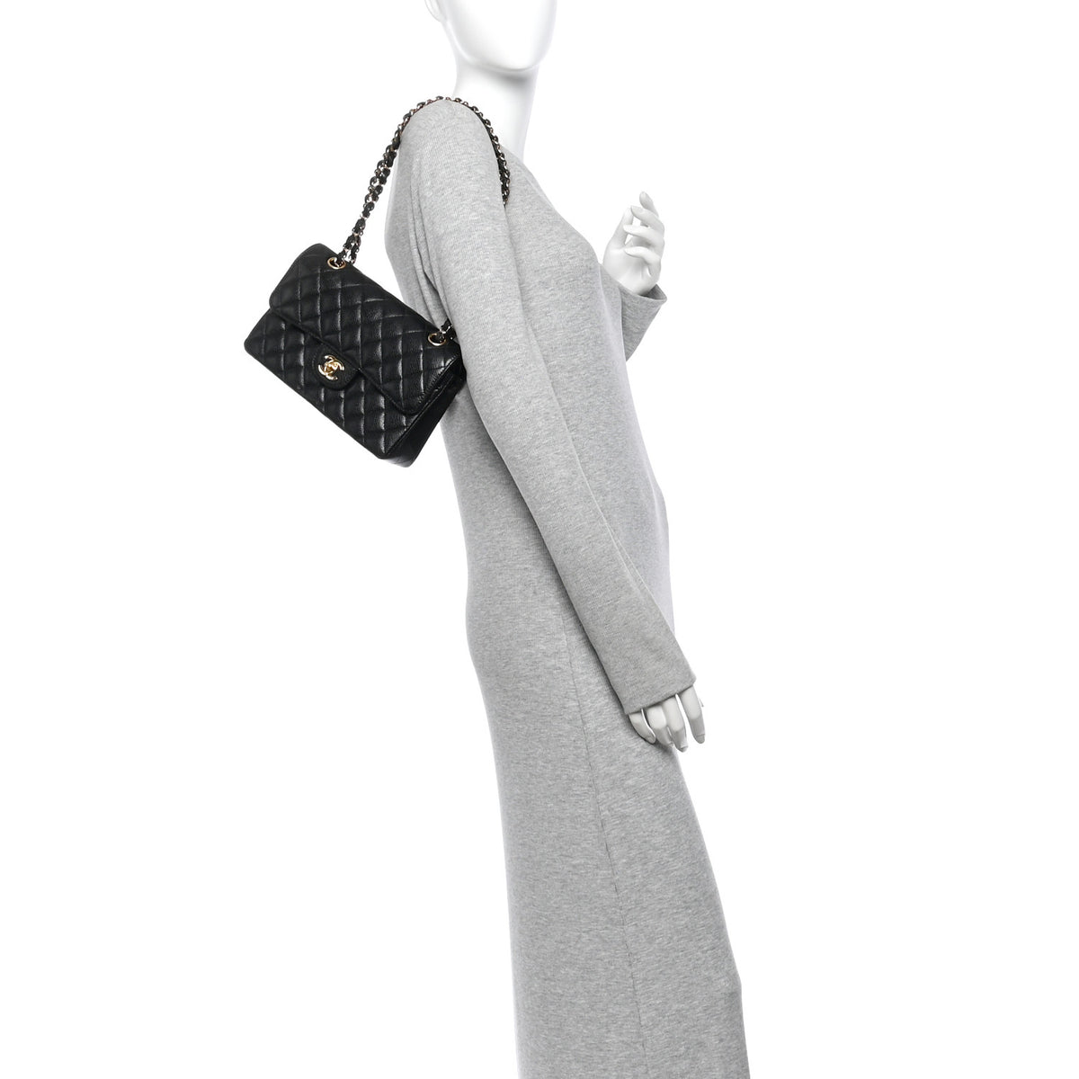 Caviar Quilted Small Double Flap Black