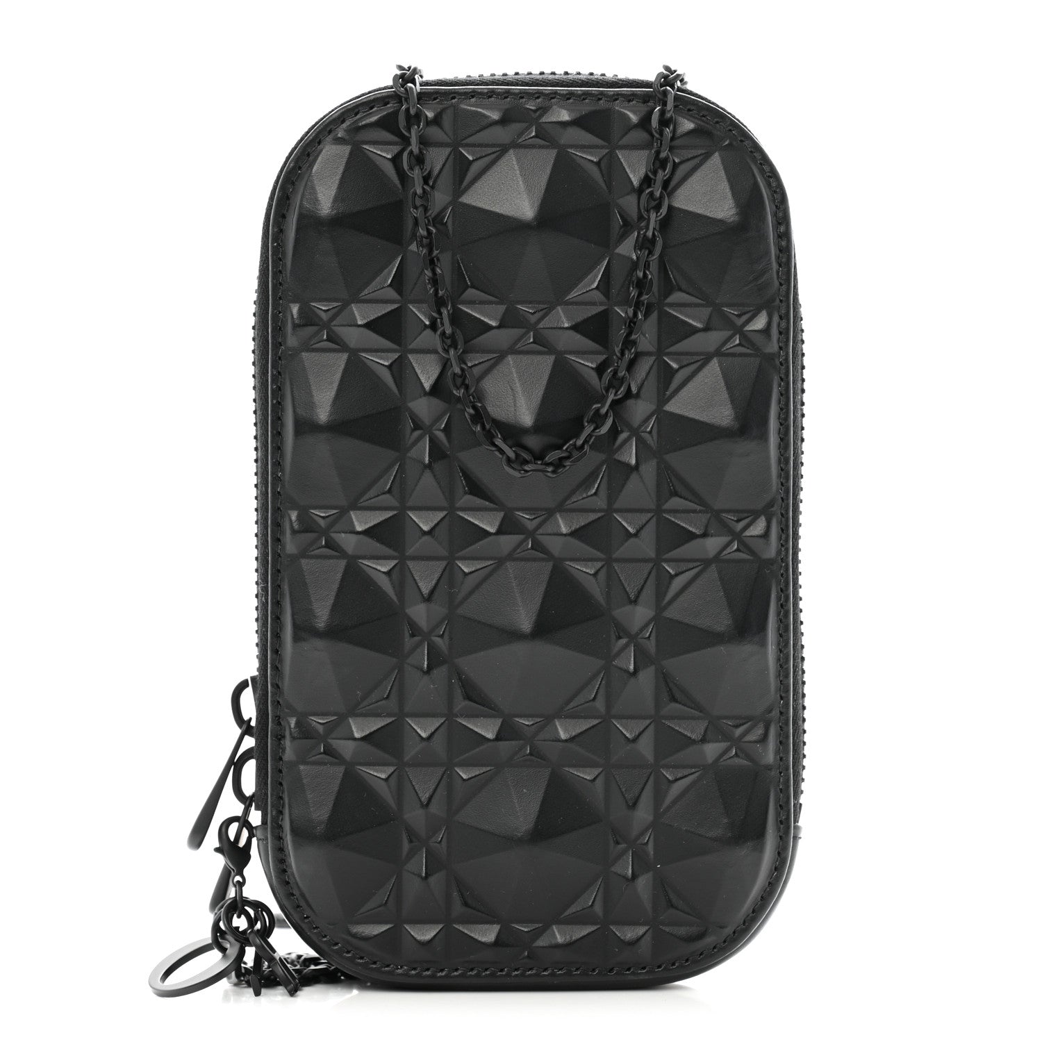 Christian Dior Calfskin Cannage Diamond Cannage Phone Holder Black 1 of 13