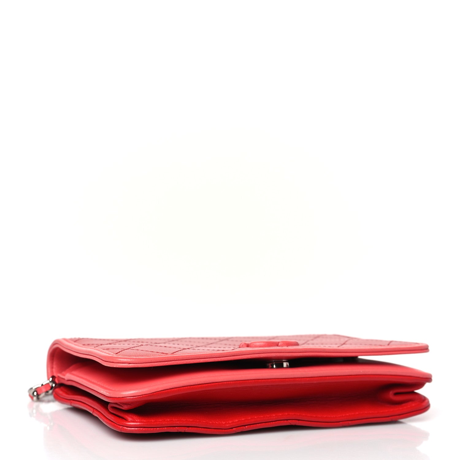 Chanel Calfskin Quilted Bi-Color Wallet On Chain WOC Red Pink 4 of 10