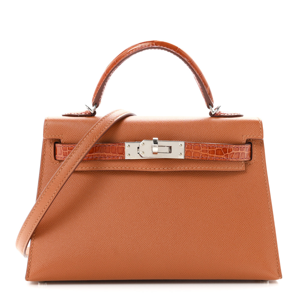 Hermes Madame Calfskin Matte Alligator Mini Kelly Sellier Touch 20 Gold 1 of 11