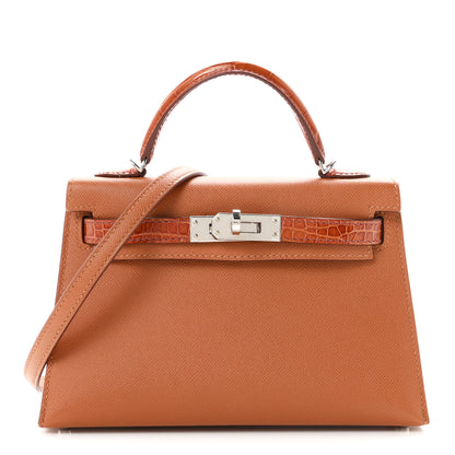 Hermes Madame Calfskin Matte Alligator Mini Kelly Sellier Touch 20 Gold 1 of 11