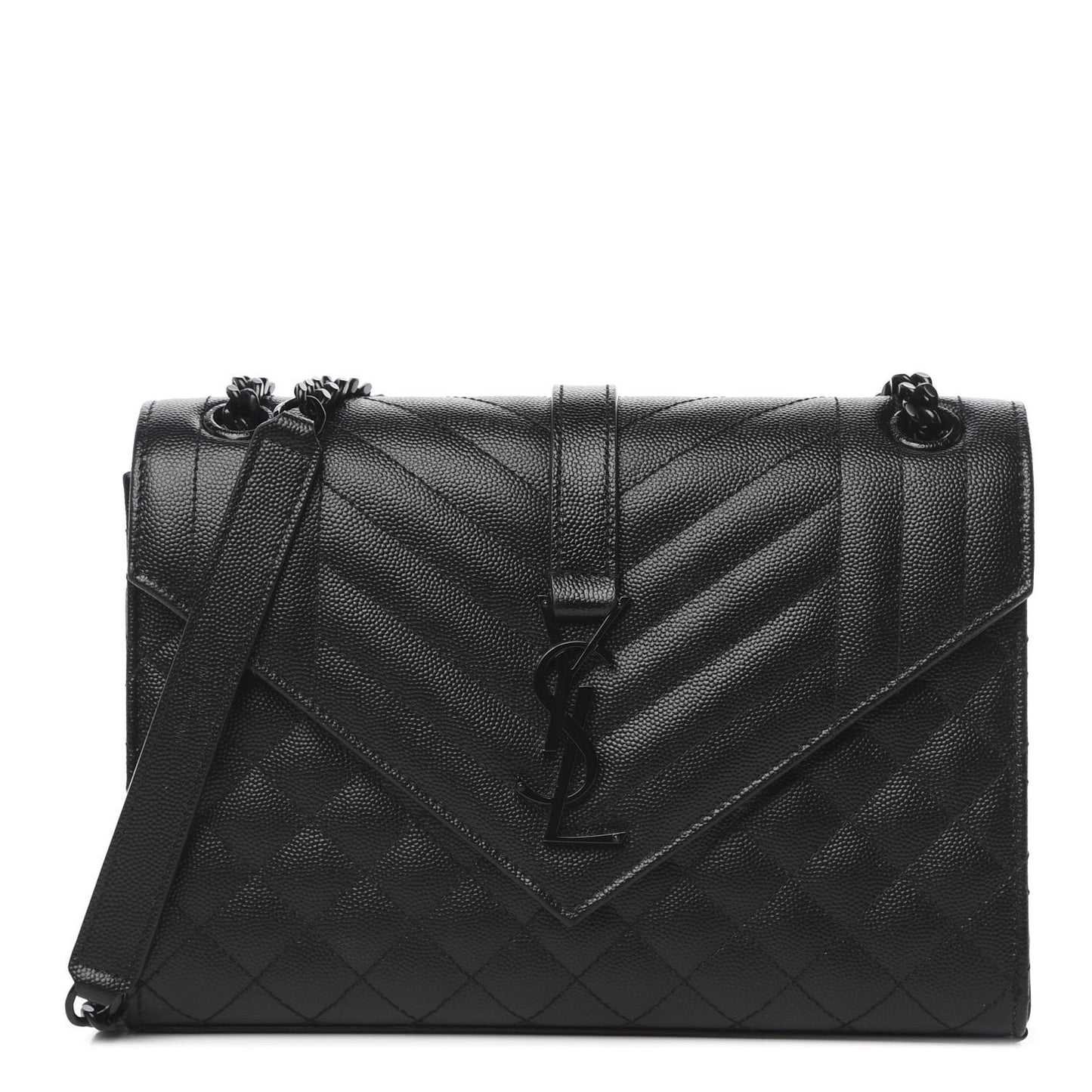 Grain De Poudre Textured Mixed Matelasse Triquilt Medium Monogram Satchel Black