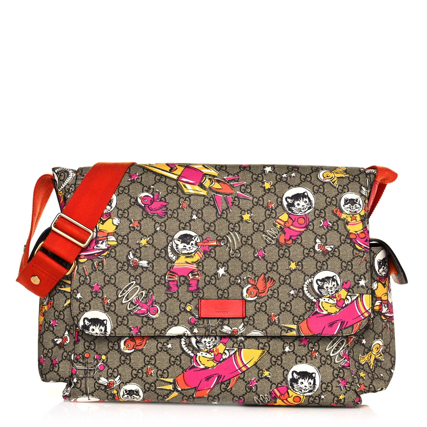 Gucci GG Supreme Monogram Space Cats Diaper Bag Orange 1 of 13
