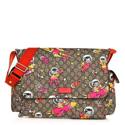 Gucci GG Supreme Monogram Space Cats Diaper Bag Orange 1 of 13