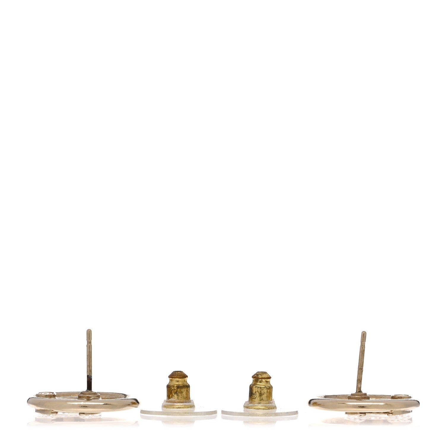 Chanel Crystal CC Round Earrings Gold 3 of 5