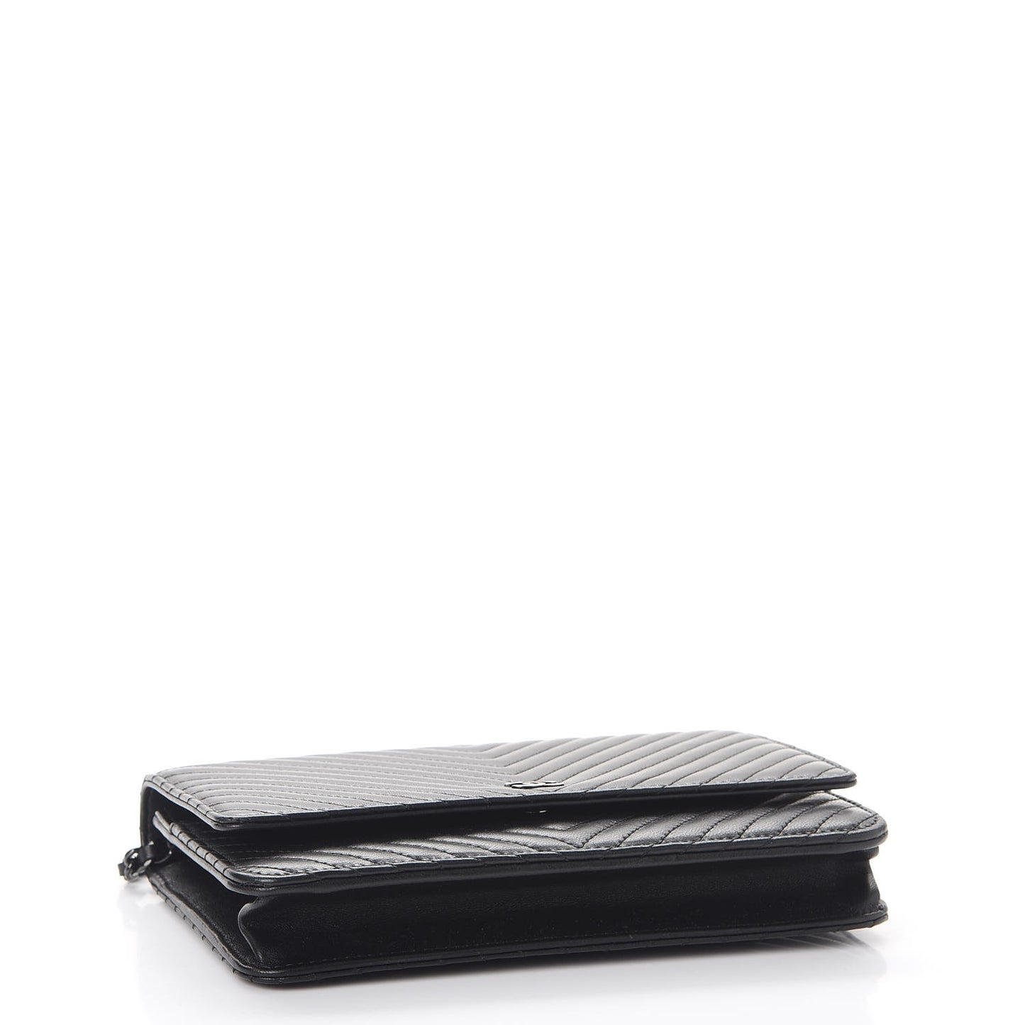 Lambskin Chevron Quilted Wallet On Chain WOC So Black