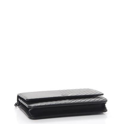 Chanel Lambskin Chevron Quilted Wallet On Chain WOC So Black 4 of 9