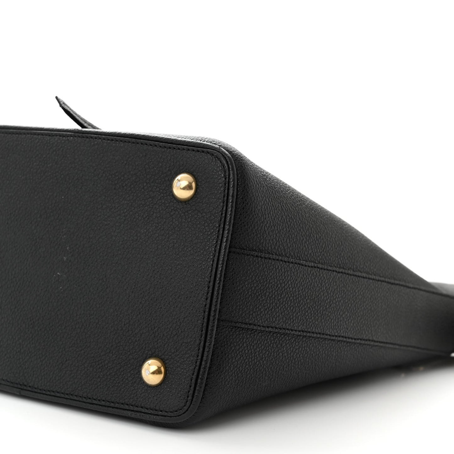 Grained Calfskin Medium Emmanuelle Bucket Bag Black