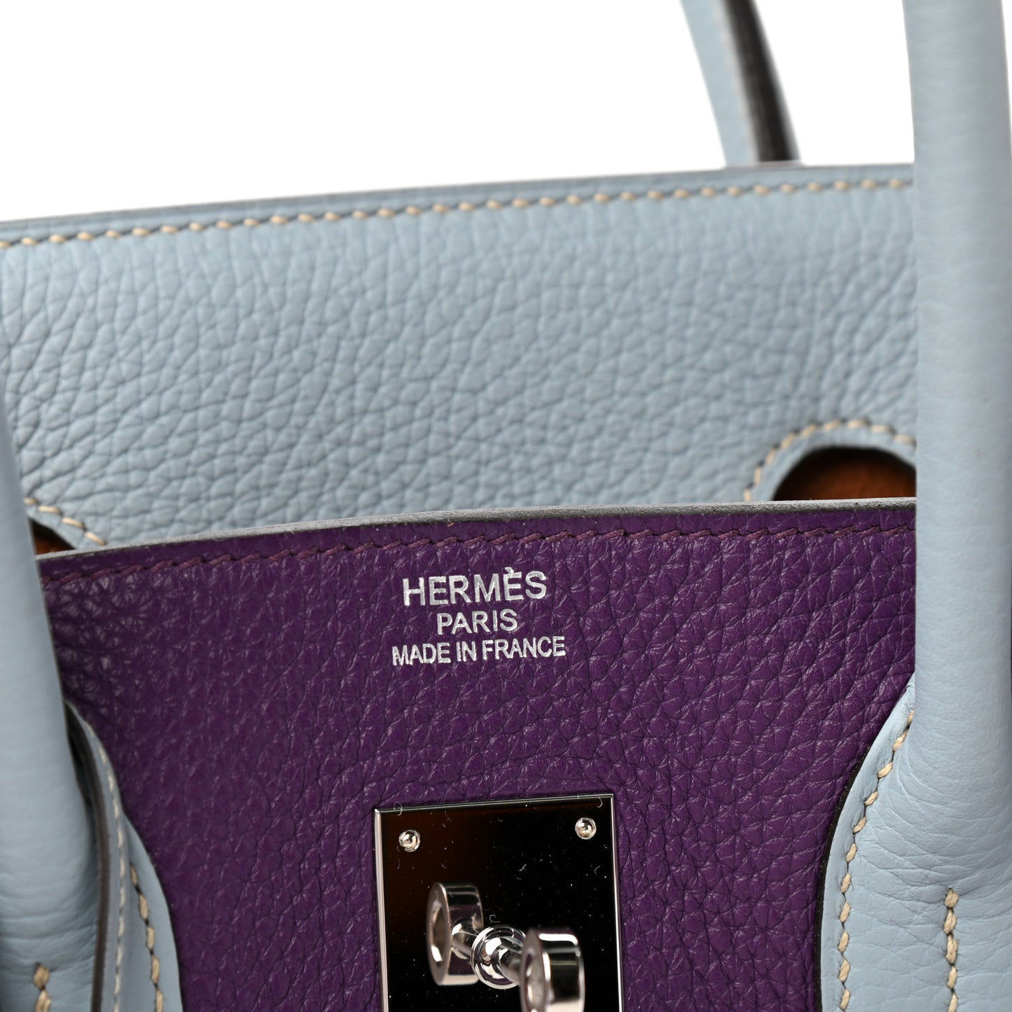 Taurillon Clemence Arlequin Birkin 35 Ultraviolet Etain Bleu Lin Bleu Orage Gold