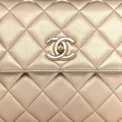 Chanel Metallic Lambskin Quilted Small Trendy CC Flap Dual Handle Bag Gold 8 of 10