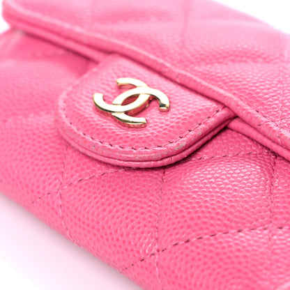 Chanel Caviar Quilted Flap Card Holder Wallet Pink 15 of 17