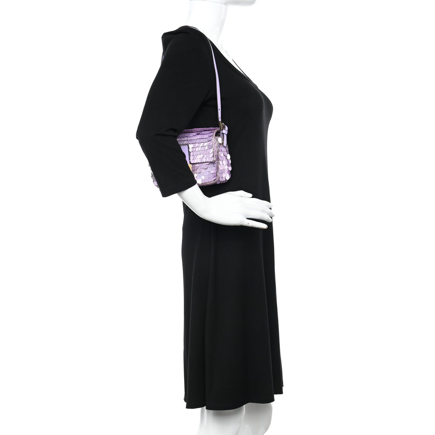 Satin Sequin Paillettes Shiny Nappa Mini Baguette 1997 Lilla