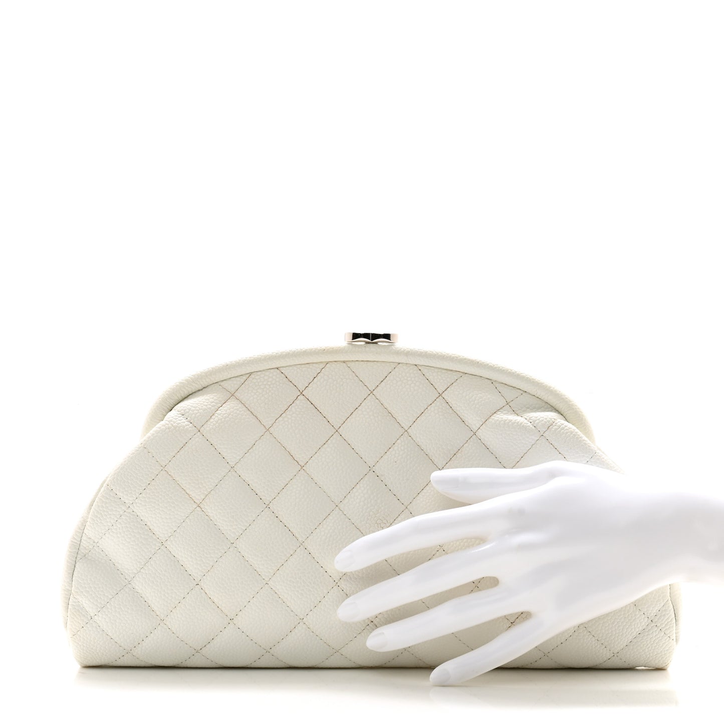 Caviar Quilted Timeless Clutch White