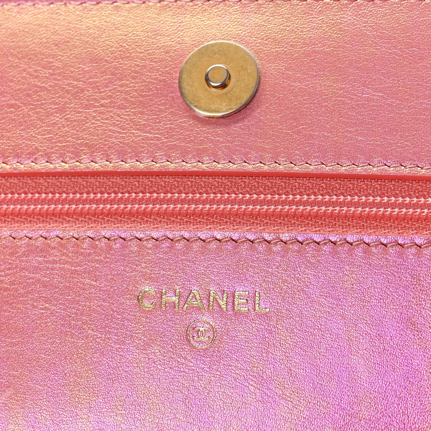 Chanel Iridescent Calfskin Quilted Chanel 19 Wallet On Chain WOC Pink 6 of 10