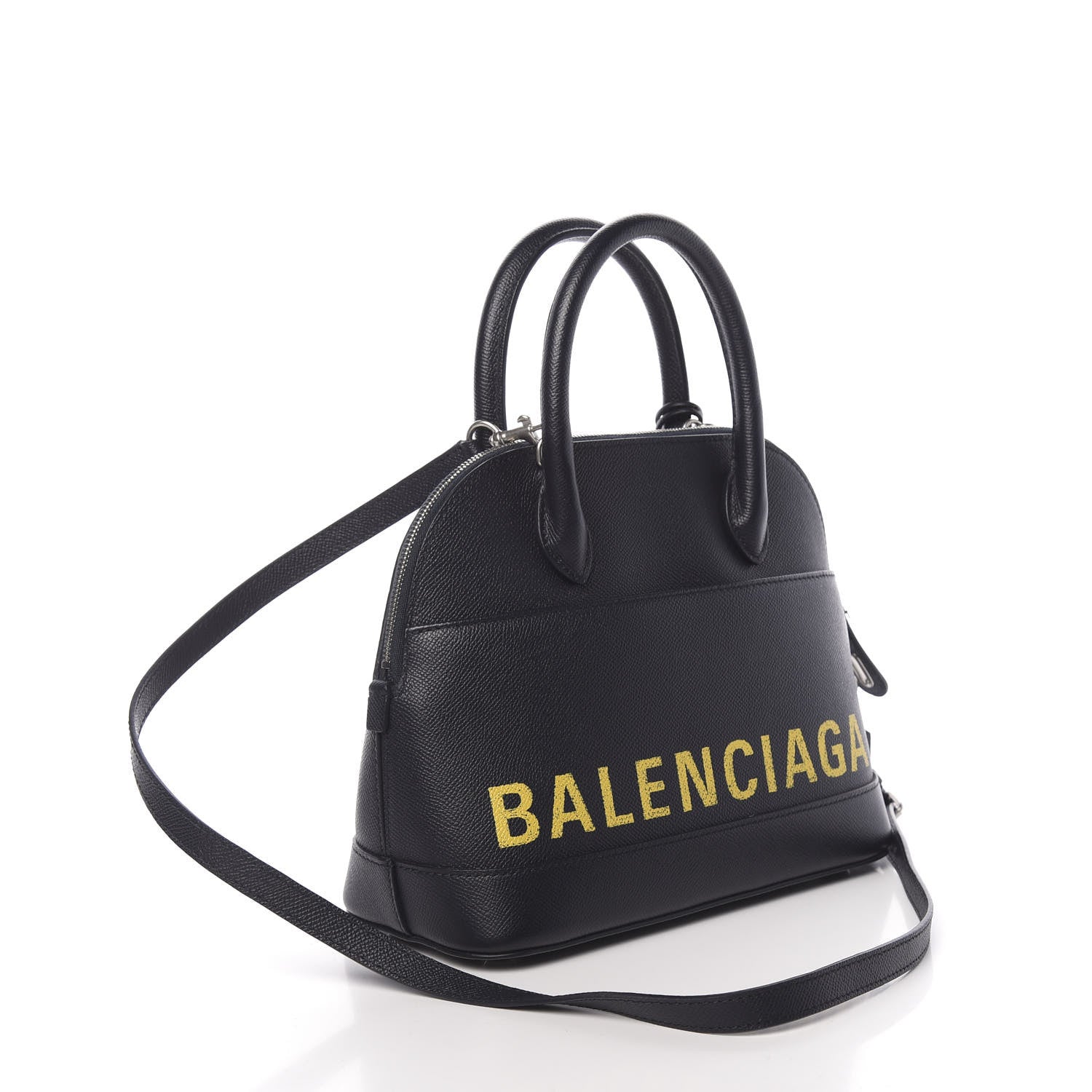 Balenciaga Signature Grained Calfskin Logo S Ville Top Handle Bag Bleu Tempete Jaune 3 of 10