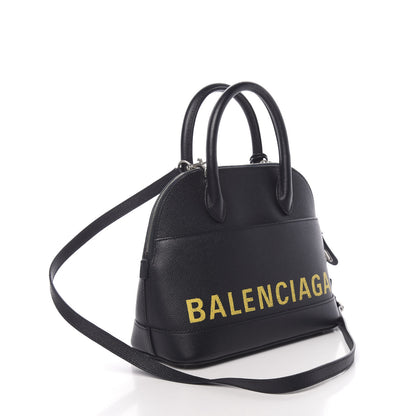 Balenciaga Signature Grained Calfskin Logo S Ville Top Handle Bag Bleu Tempete Jaune 3 of 10