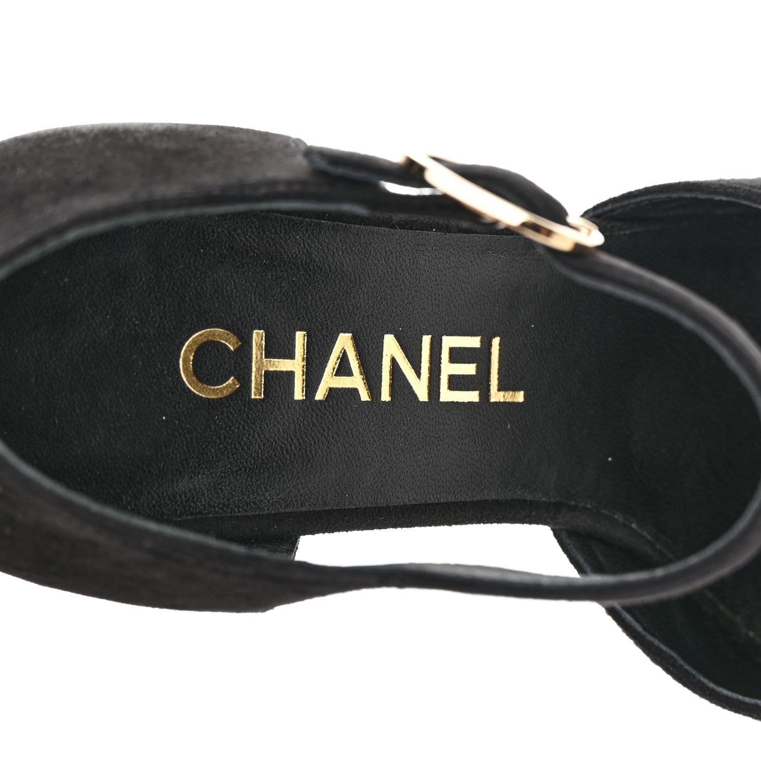 Chanel Patent Suede CC Platform Pumps 37.5 Black 8 of 13