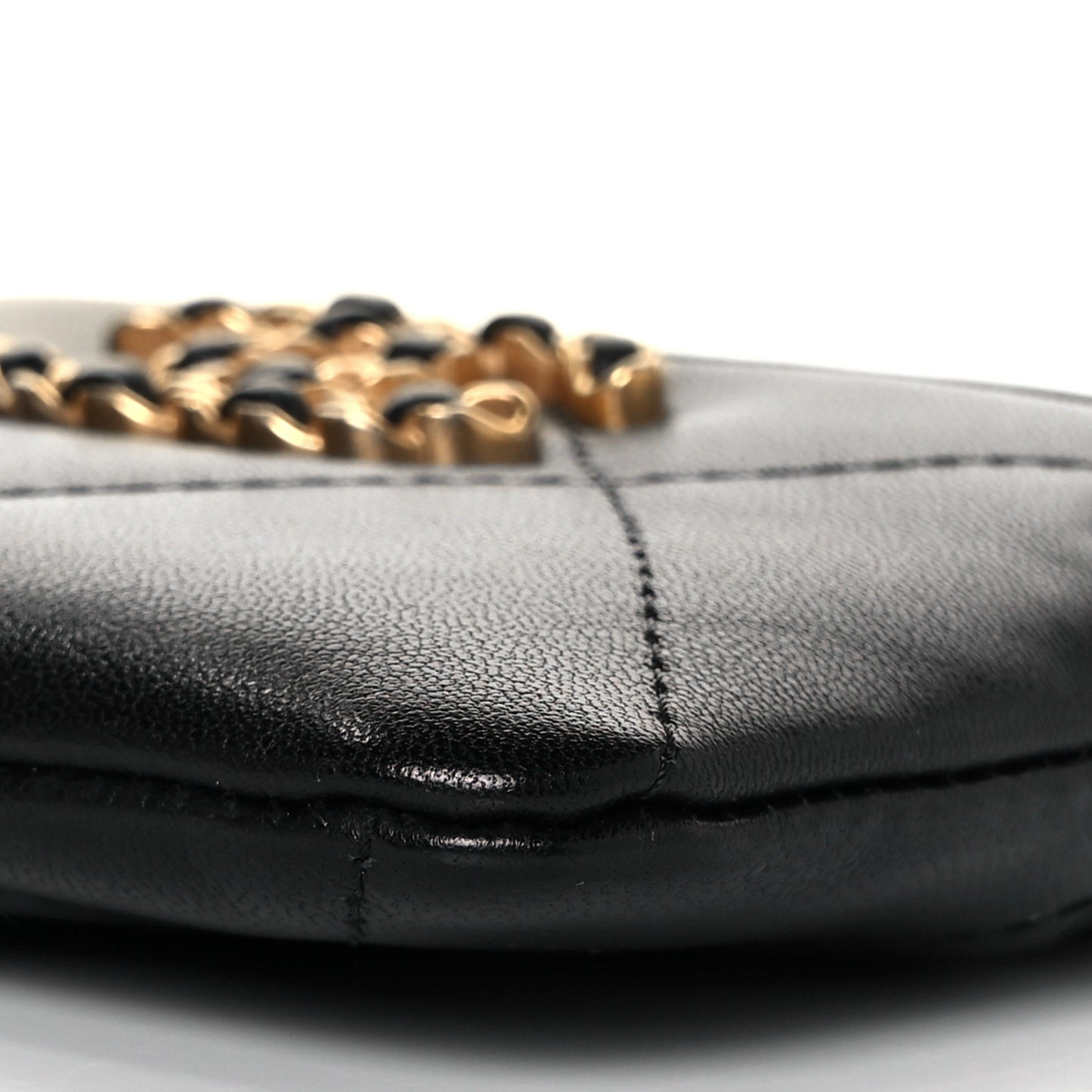 Lambskin Quilted Chanel 19 Zip Card Holder Wallet Black