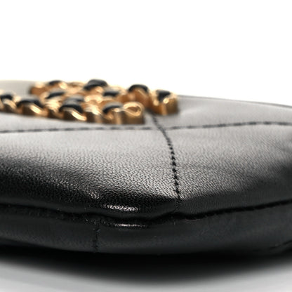 Chanel Lambskin Quilted Chanel 19 Zip Card Holder Wallet Black 9 of 10
