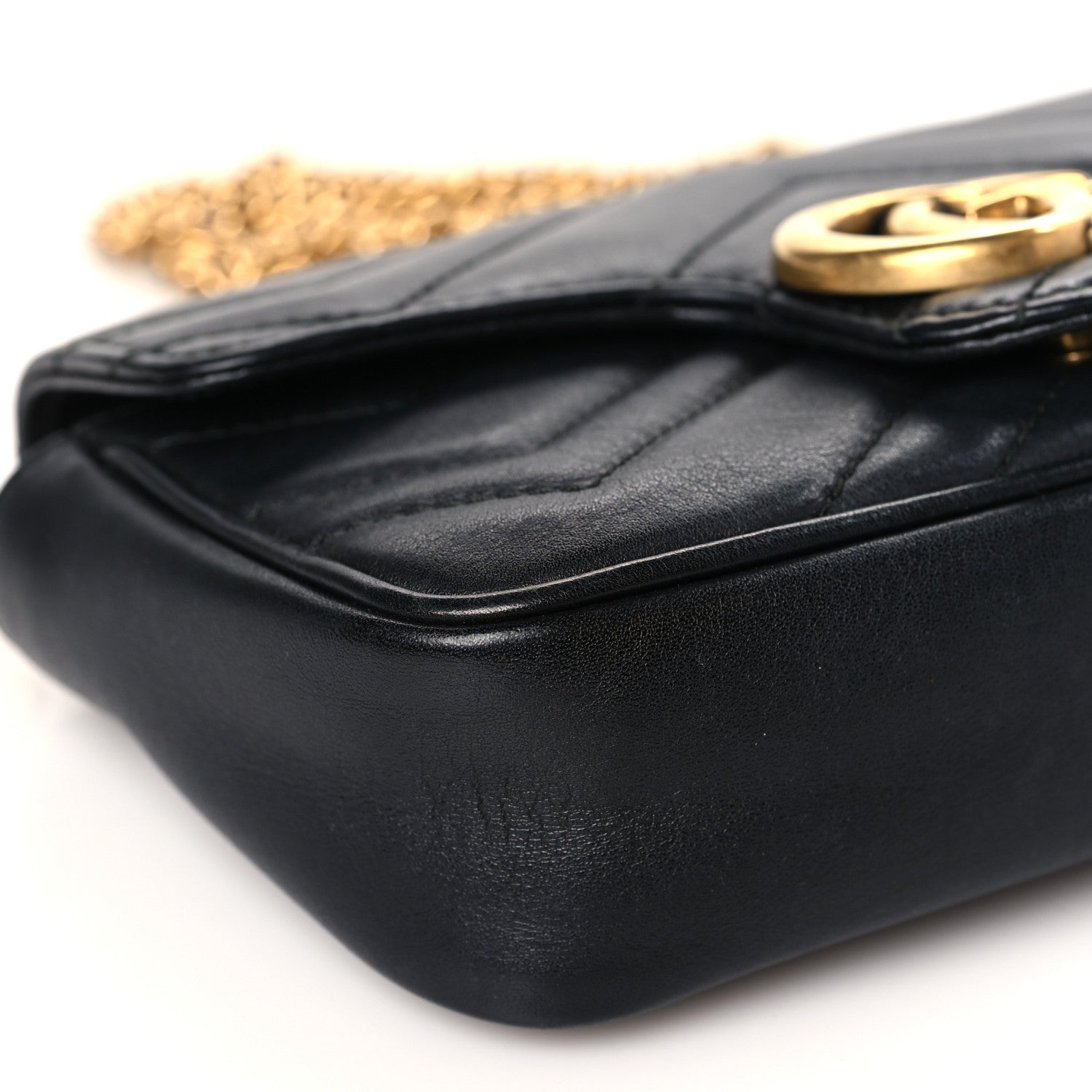 Gucci Calfskin Matelasse Super Mini GG Marmont Shoulder Bag Black 8 of 10
