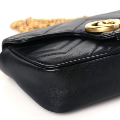 Gucci Calfskin Matelasse Super Mini GG Marmont Shoulder Bag Black 8 of 10