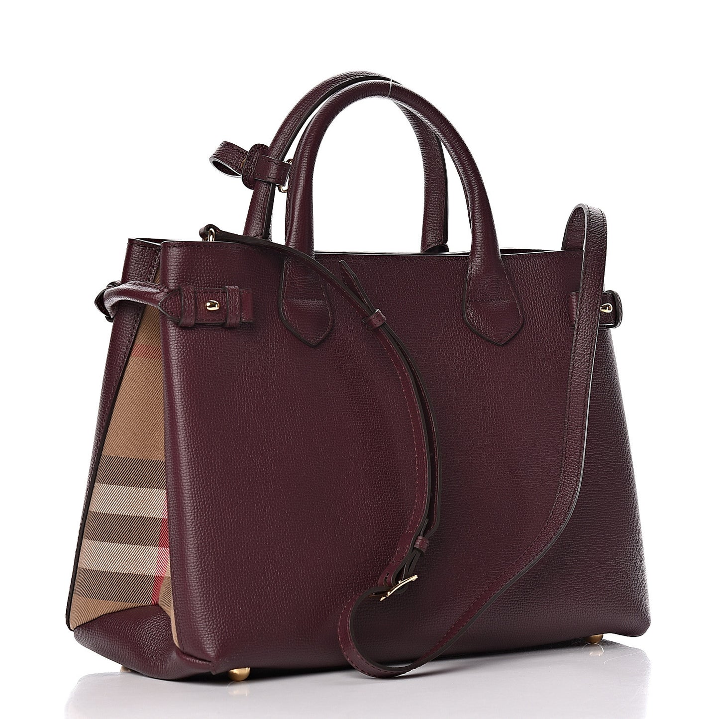 Grainy Calfskin House Check Medium Banner Tote Elderberry