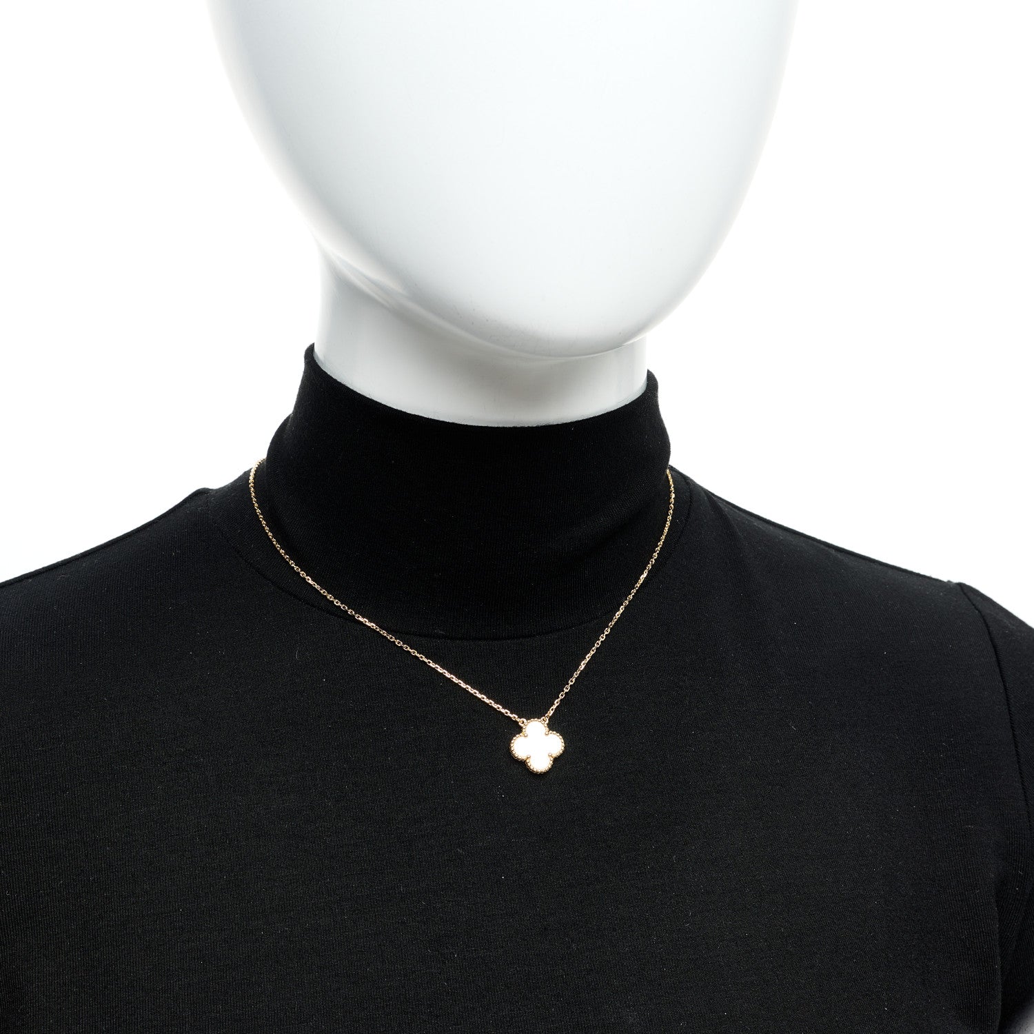 Van Cleef & Arpels 18K Yellow Gold Mother of Pearl Vintage Alhambra Pendant Necklace 2 of 6