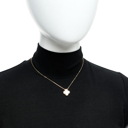 Van Cleef & Arpels 18K Yellow Gold Mother of Pearl Vintage Alhambra Pendant Necklace 2 of 6