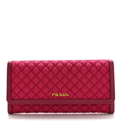 Prada Tessuto Nylon Quilted Continental Flap Wallet Ibisco 2 of 7