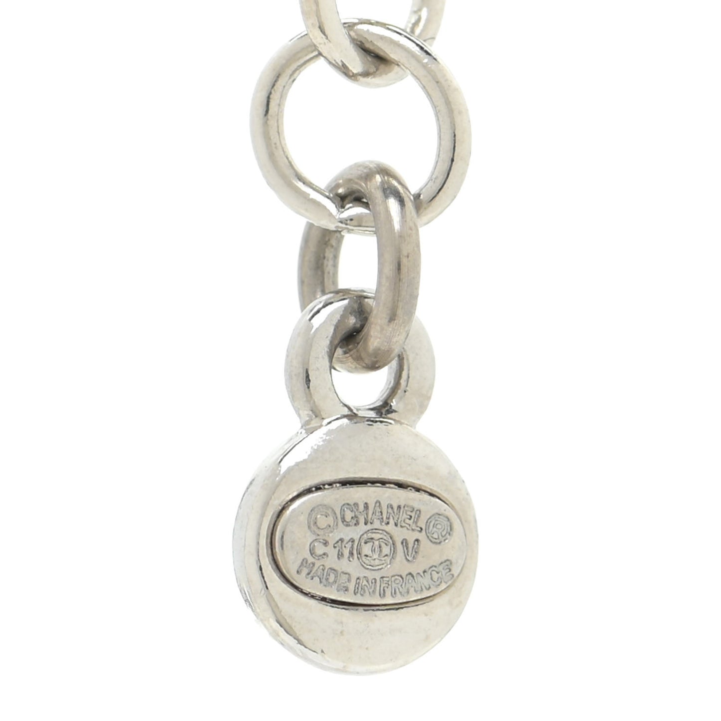 Crystal CC Drop Pendant Necklace Silver