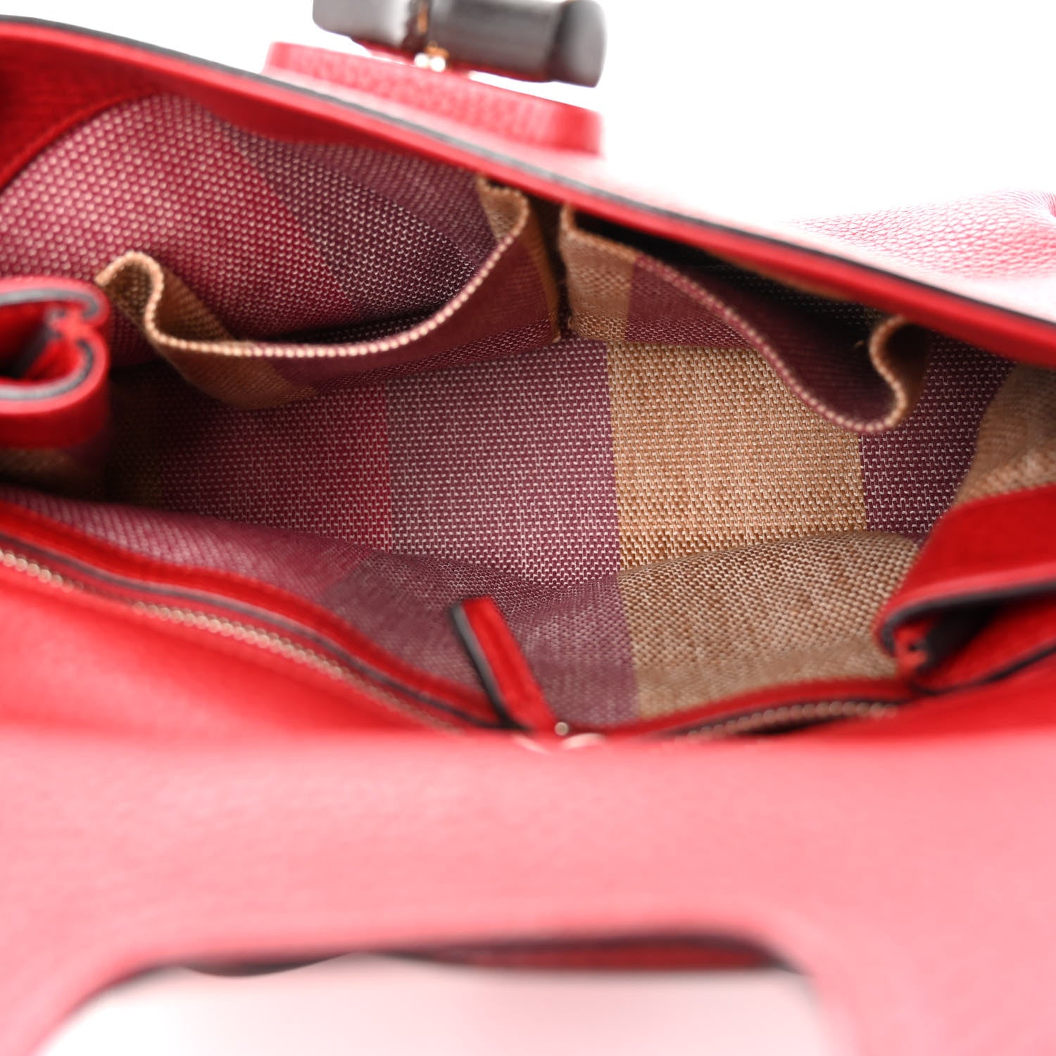 Gucci Cellarius Calfskin Small Bamboo Daily Top Handle Bag Hibiscus Red 5 of 10