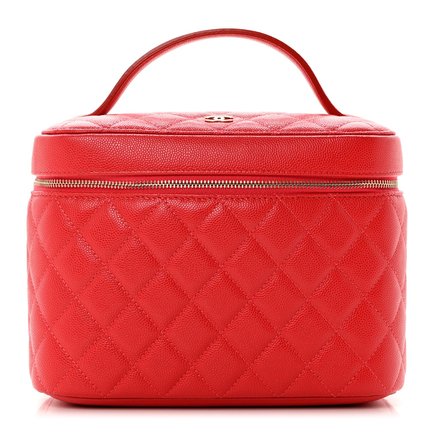 Caviar Quilted Large Vanity Pouch Red