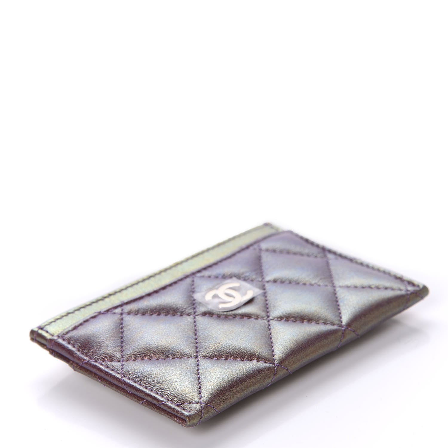 Chanel Iridescent Lambskin Quilted Card Holder Purple 4 of 9