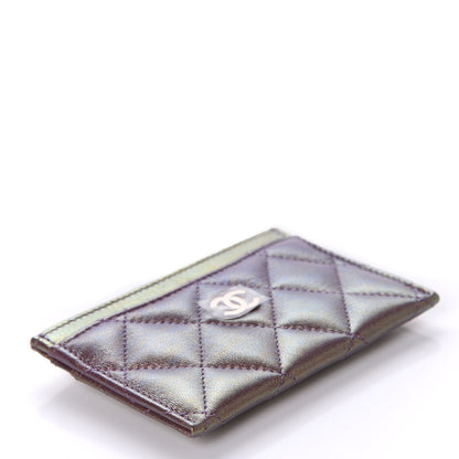 Chanel Iridescent Lambskin Quilted Card Holder Purple 4 of 9