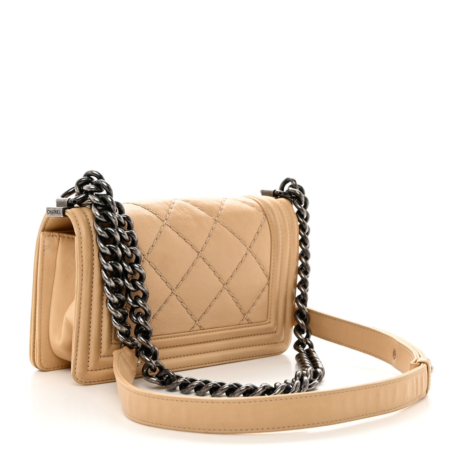Chanel Calfskin Double Stitch Small Boy Flap Beige 2 of 10