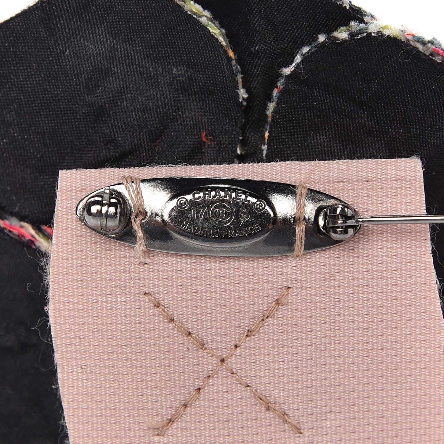 Chanel Tweed Camellia CC Pin Brooch Multicolor 4 of 4