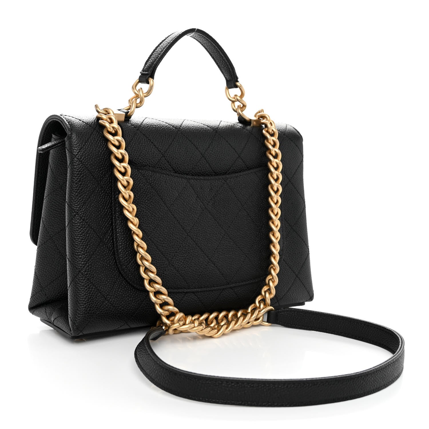 Chanel Grained Calfskin Small Stitched Flap Black 3 of 10