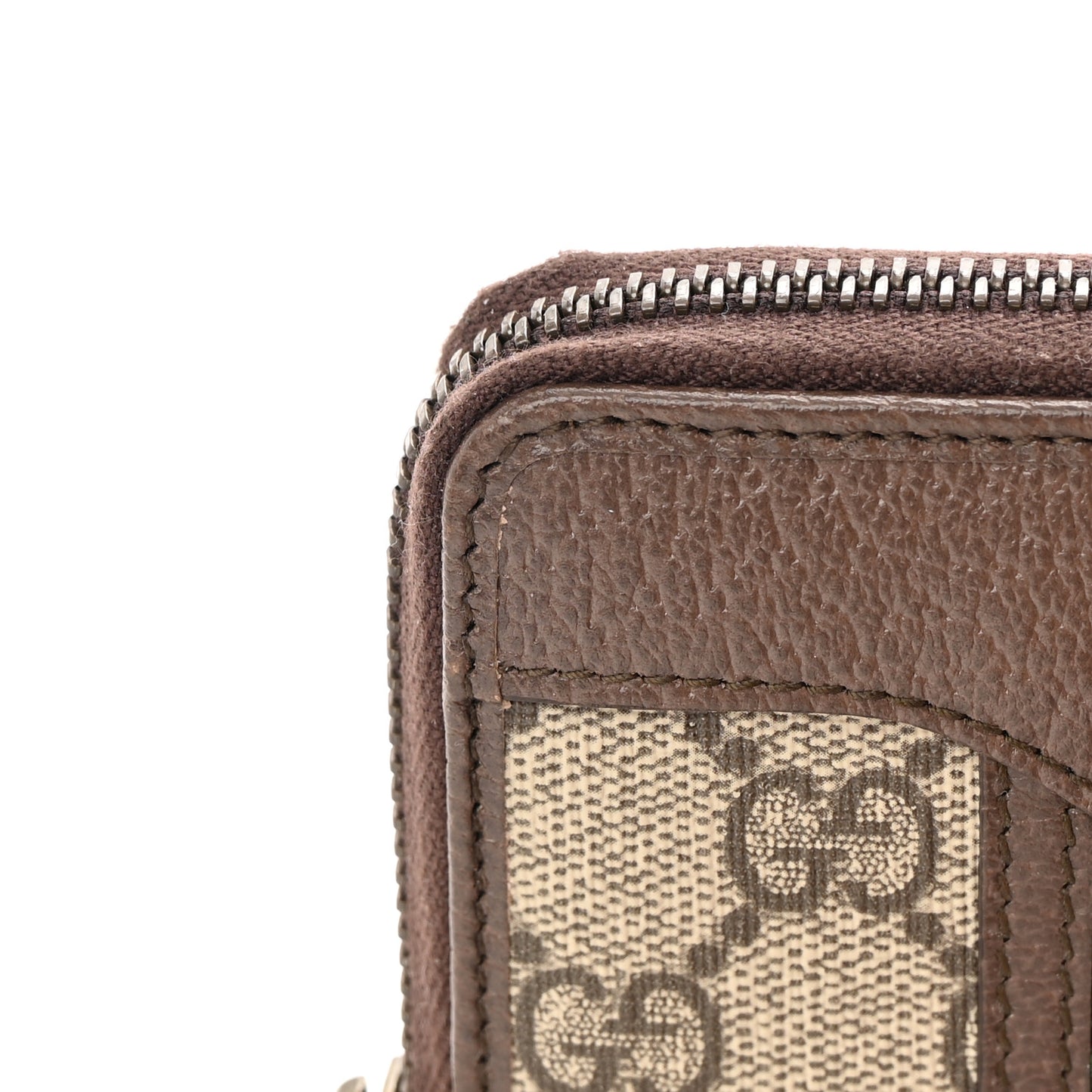 GG Supreme Web Ophidia Zip Around Card Case Brown