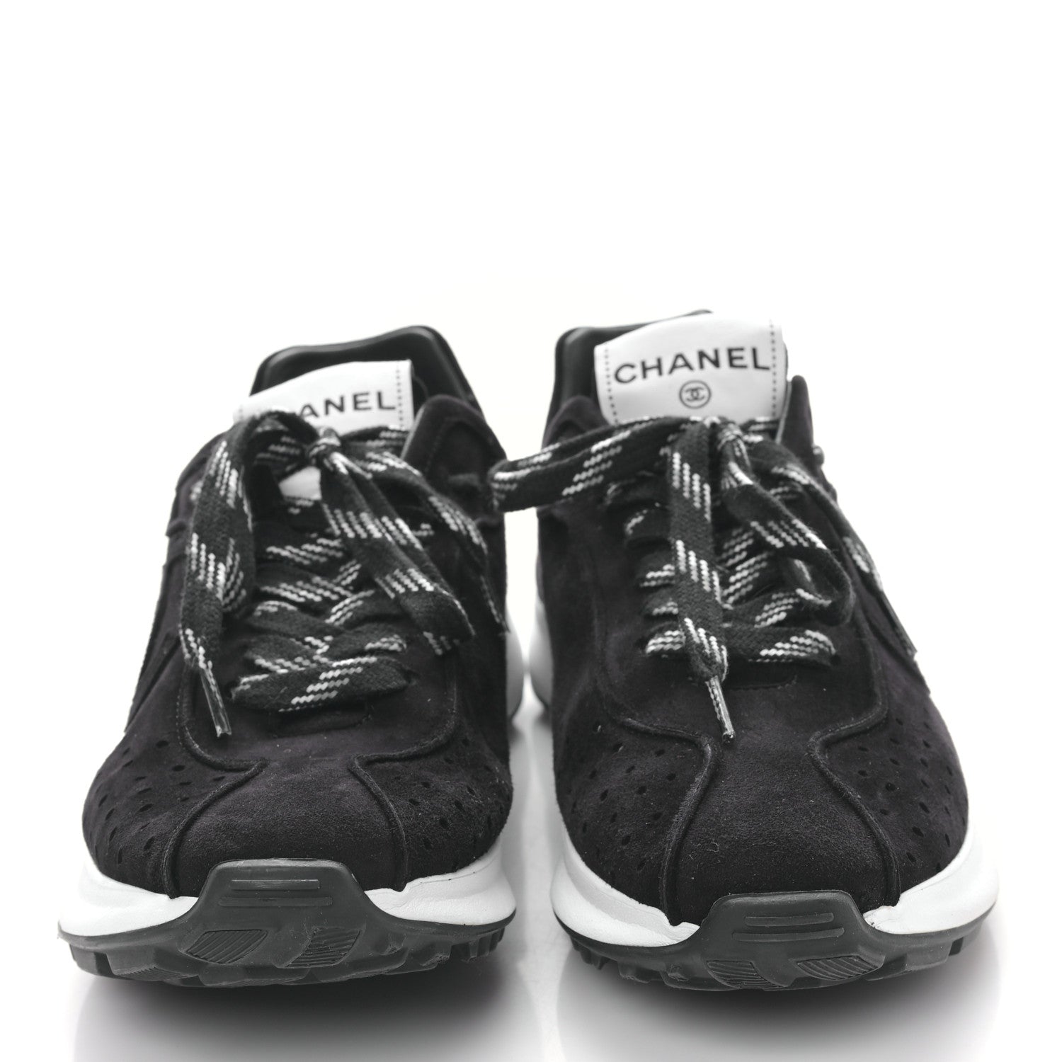 Chanel Suede Goatskin CC Sneakers 39.5 Black 2 of 8