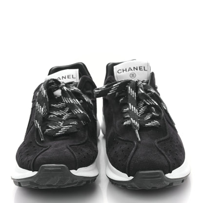 Chanel Suede Goatskin CC Sneakers 39.5 Black 2 of 8