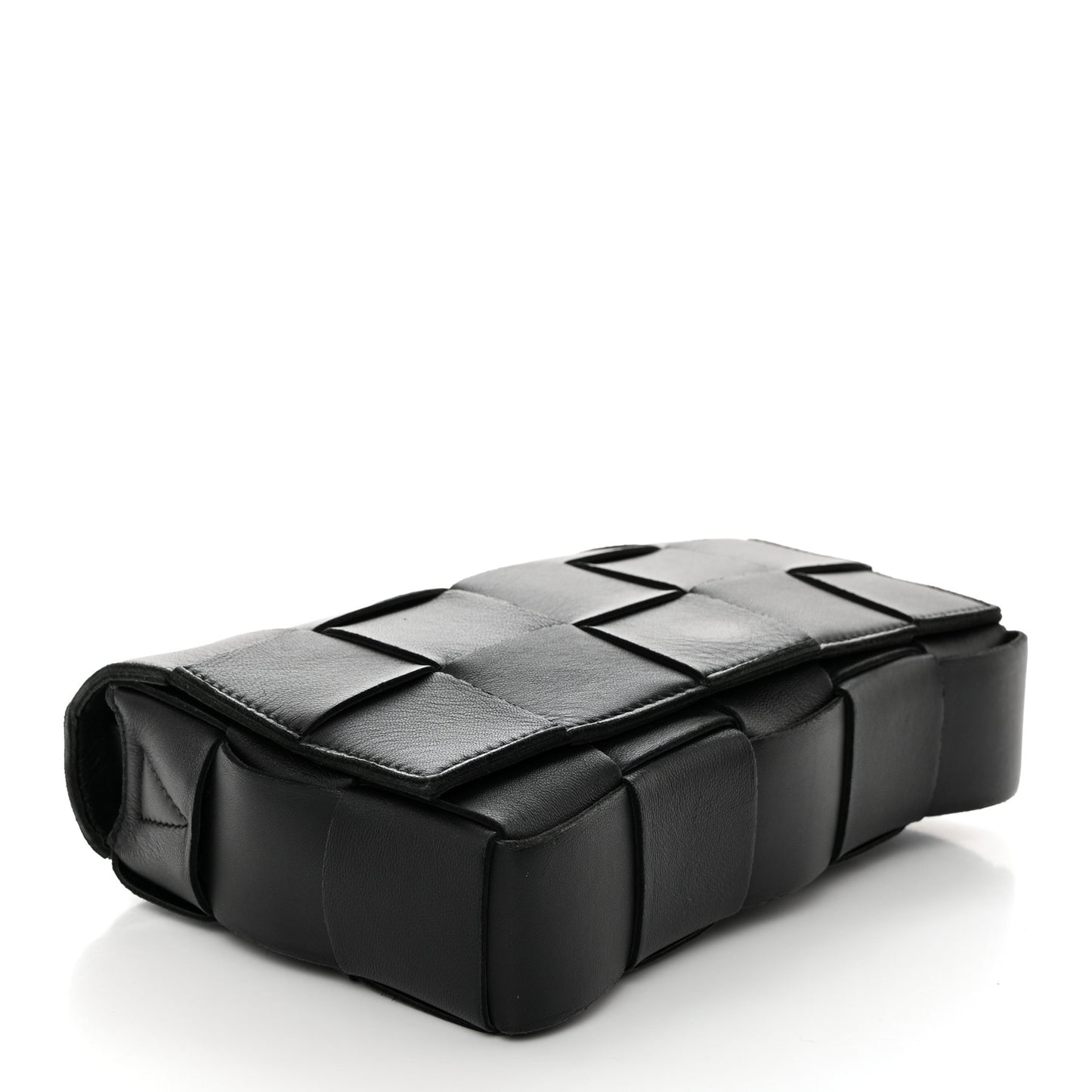 Lambskin Maxi Intrecciato Cassette Crossbody Bag Black