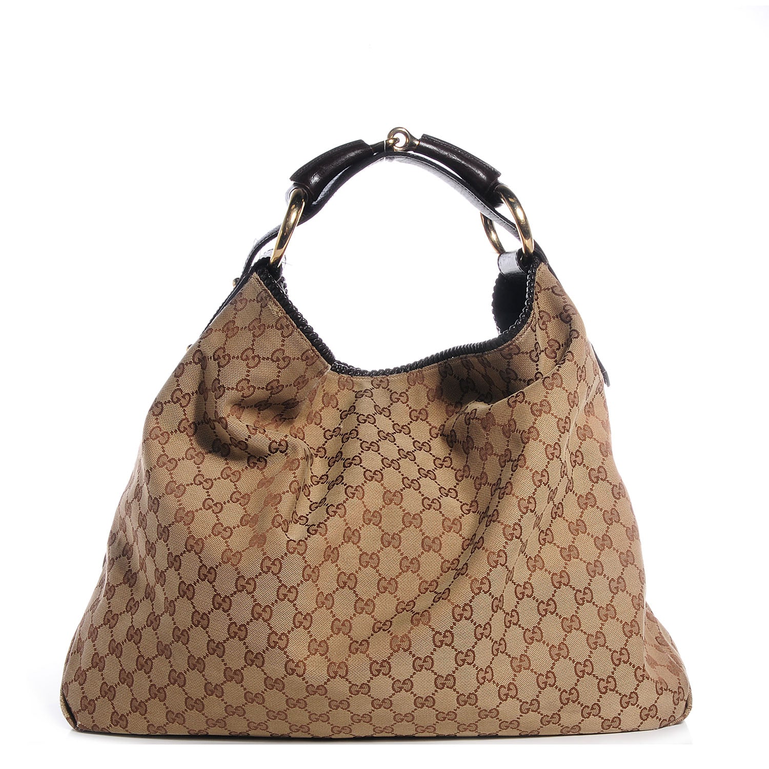 Gucci Monogram Large Horsebit Chain Hobo Brown 1 of 7