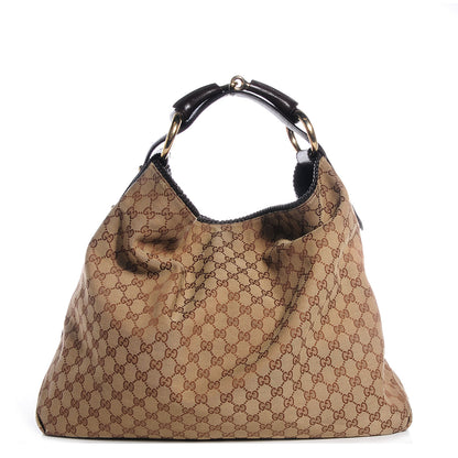 Gucci Monogram Large Horsebit Chain Hobo Brown 1 of 7