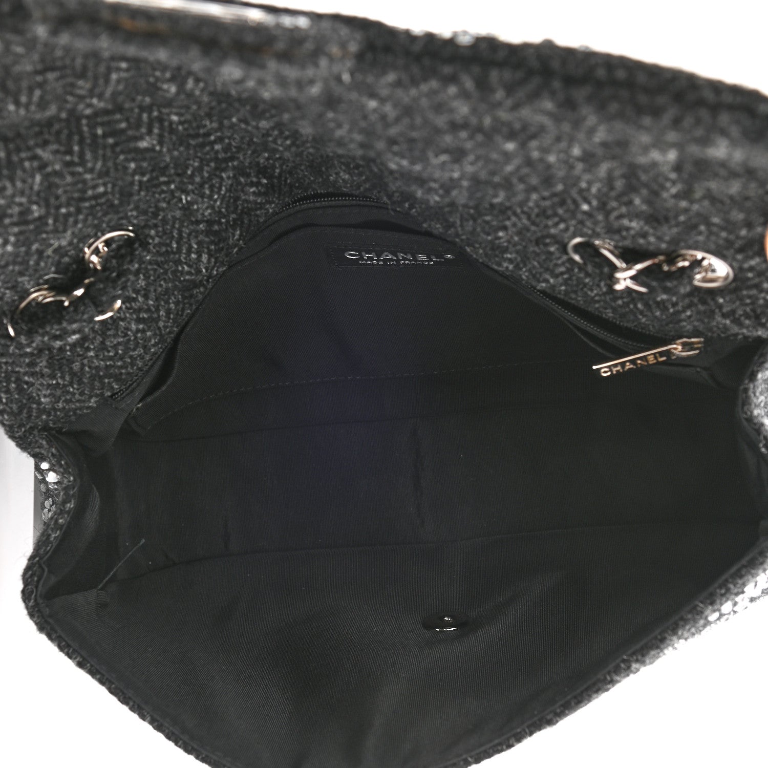 Chanel Tweed Swarovski Crystal Leopard Jumbo Flap Black 4 of 9