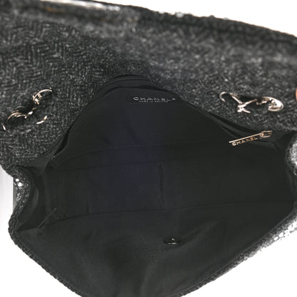 Chanel Tweed Swarovski Crystal Leopard Jumbo Flap Black 4 of 9